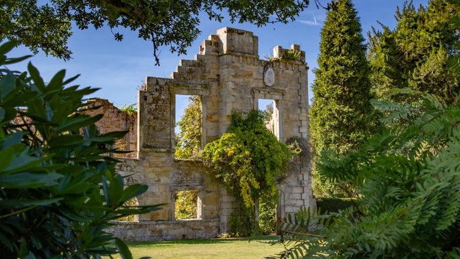 A view to a window of Scotney Castle ruins